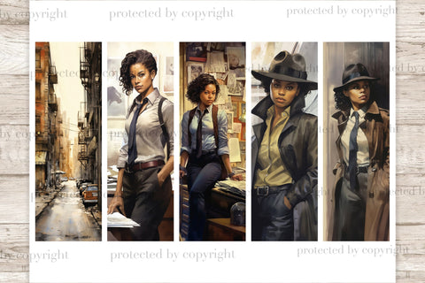 Black Woman Detective Printable | Bookmark Paper SVG GlamArtZhanna 