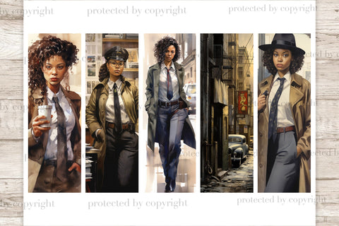 Black Woman Detective Printable | Bookmark Paper SVG GlamArtZhanna 