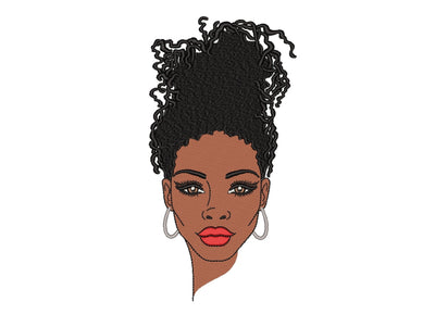 Black Woman Embroidery Design, African American Woman Embroidery File, 3 sizes Embroidery/Applique DESIGNS Nino Nadaraia 