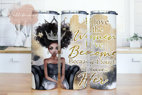 Black Woman Glitter Tumbler Wrap PNG File, Afro Girl Boss PNG Skinny Tumbler Sublimation Design, Black Girl Magic Tumblers Template PNG Sublimation Rabbitmakies 