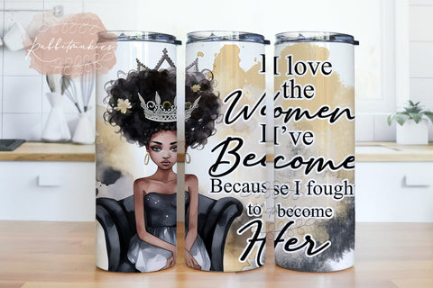 Black Woman Glitter Tumbler Wrap PNG File, Afro Girl Boss PNG Skinny Tumbler Sublimation Design, Black Girl Magic Tumblers Template PNG Sublimation Rabbitmakies 