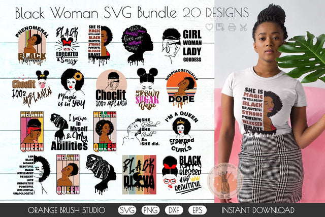 Black Woman Inspirational Quotes SVG Bundle, Afro Girl SVG SVG OrangeBrushStudio 
