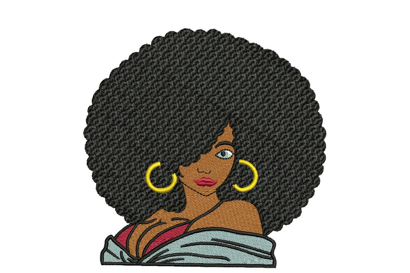 Black Woman Machine Embroidery Design. African American Woman ...