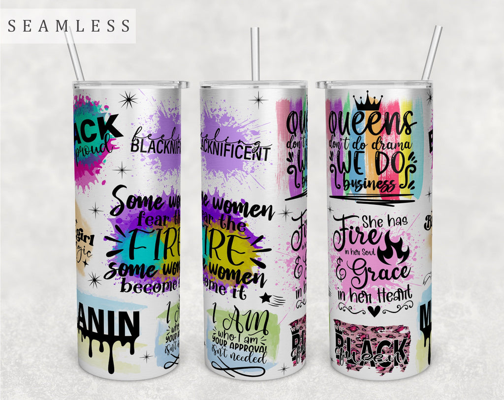 Black Woman Quotes Tumbler Wrap, 20 Oz Skinny Tumbler Black Woman ...