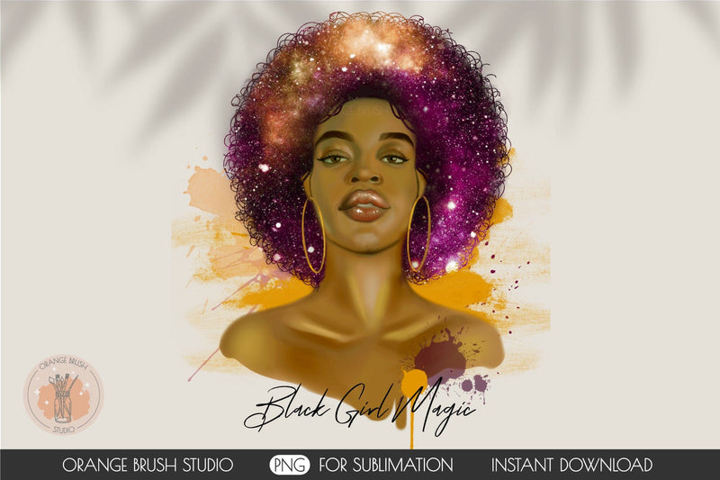 Black Woman Sublimation Design | Black Girl Magic PNG SVG OrangeBrushStudio 