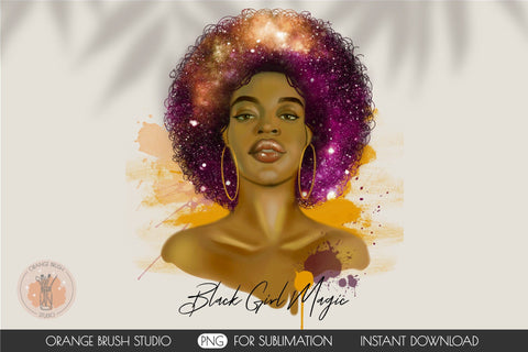 Black Woman Sublimation Design | Black Girl Magic PNG SVG OrangeBrushStudio 