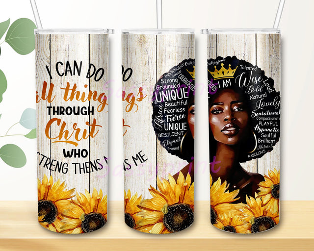 Black Woman Sunflower Tumbler, Black Woman Faith 20 oz Skinny Tumbler Design Sublimation, Instant Download Sublimation sassyprint 