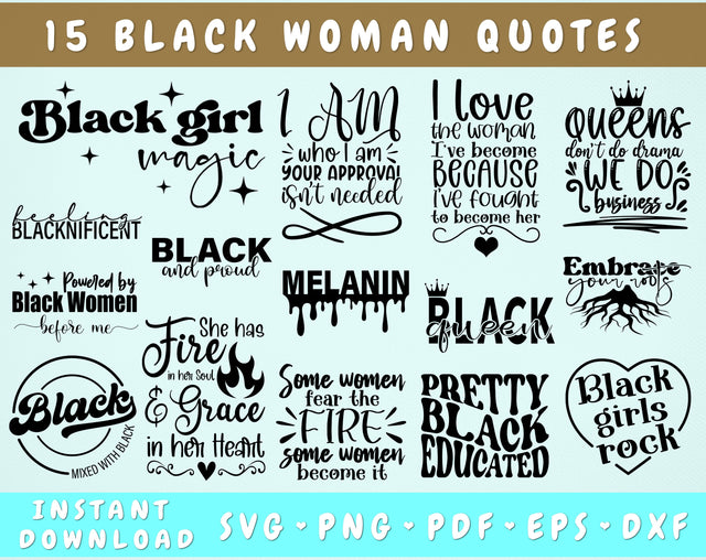 Black woman SVG Bundle, Black Woman Quotes SVG, Black Girl Magic SVG, Black Queen SVG SVG HappyDesignStudio 
