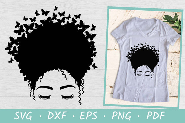 Black Woman SVG | Butterfly SVG | Afro Woman SVG SVG Irina Ostapenko 