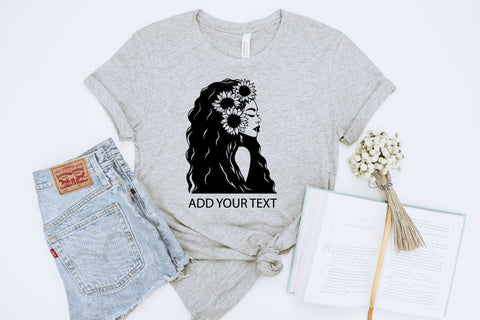 Black Woman SVG With Sunflowers | African American SVG SVG OrangeBrushStudio 