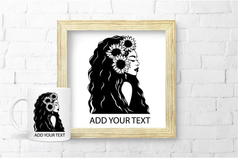 Black Woman SVG With Sunflowers | African American SVG SVG OrangeBrushStudio 