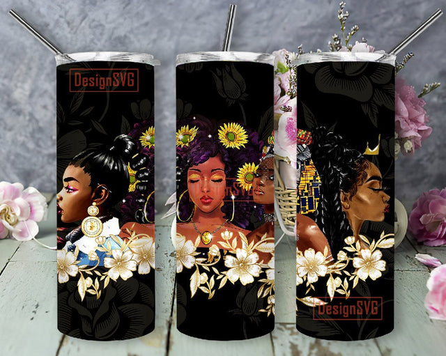 Black Woman Tumbler 20 Oz Png, African American 20 Oz Skinny Tumbler, Black Girl Magic Sublimation Png Sublimation DesignSVG 
