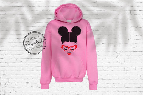 Black Woman With Afro Puffs And Heart Glasses SVG File SVG OrangeBrushStudio 