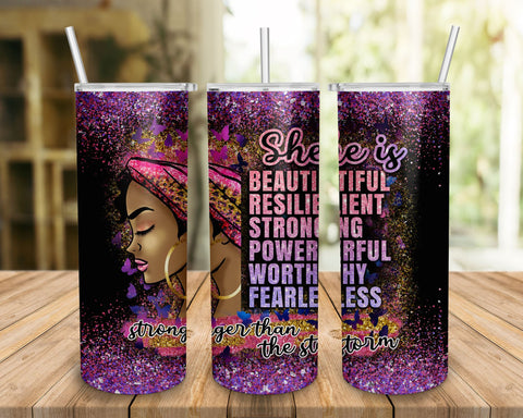 Black Women PNG Afro Queen Tumbler PNG Melanin Girl Skinny Tumbler Wrap 20oz Skinny Tumbler Black Women SVG BOO-design 