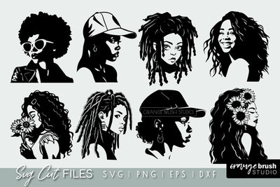 Black Women SVG Bundle | African American Woman SVG Designs SVG OrangeBrushStudio 
