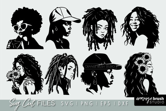 Black Women SVG Bundle | African American Woman SVG Designs SVG OrangeBrushStudio 