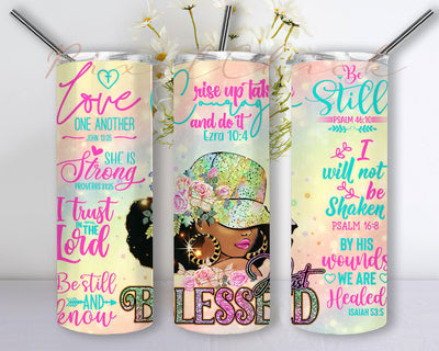 Black Women Tumbler Wrap African American Skinny 20 oz Tumbler Sublimation Designs Afro Black Girl Straight Tumbler Wrap PNG Sublimation PixelChick 