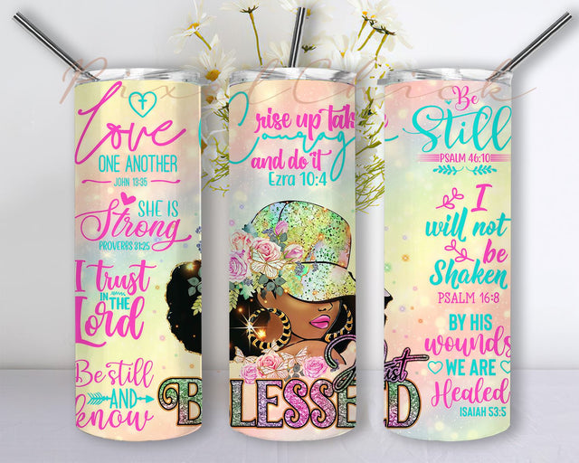 Black Women Tumbler Wrap African American Skinny 20 oz Tumbler Sublimation Designs Afro Black Girl Straight Tumbler Wrap PNG Sublimation PixelChick 