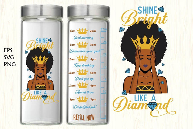 Black women water tracker svg, water tracker, Goal marked water tracker SVG Paper Switch 