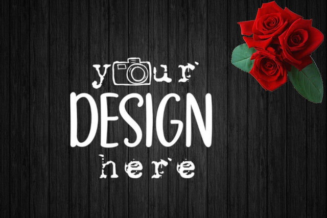 Black Wood Background Mockup, red rosses, flowers Mock Up Photo ArtStudio 