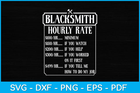 Blacksmith Hourly Rate Svg Cutting File SVG artprintfile 