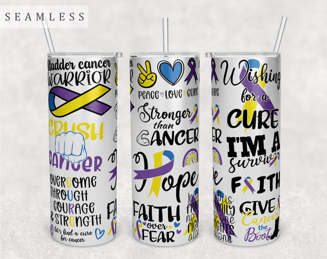 Bladder Cancer Awareness Tumbler Wrap, 20 Oz Skinny Tumbler Sublimation Design, Seamless Bladder Cancer Warrior Tumbler PNG Sublimation HappyDesignStudio 
