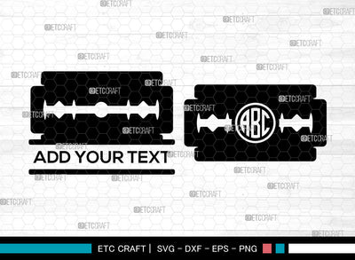 Blade Razor Monogram SVG, Barber Shop Svg, Straight Razor Svg, Barber Shaving Blade Svg, Razor Svg, Split Monogram Svg, Razor Blade Svg SVG ETC Craft 