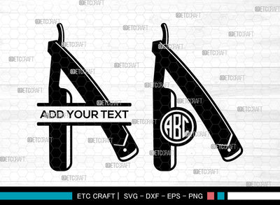 Blade Razor Monogram SVG, Barber Shop Svg, Straight Razor Svg, Barber Shaving Blade Svg, Razor Svg, Split Monogram Svg, Razor Blade Svg SVG ETC Craft 