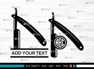 Blade Razor Monogram SVG, Barber Shop Svg, Straight Razor Svg, Barber Shaving Blade Svg, Razor Svg, Split Monogram Svg, Razor Blade Svg SVG ETC Craft 