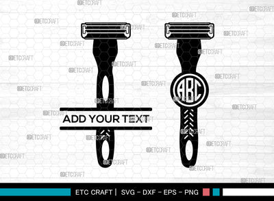 Blade Razor Monogram SVG, Barber Shop Svg, Straight Razor Svg, Barber Shaving Blade Svg, Razor Svg, Split Monogram Svg, Razor Blade Svg SVG ETC Craft 
