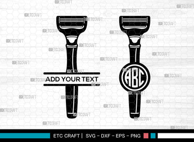Blade Razor Monogram SVG, Barber Shop Svg, Straight Razor Svg, Barber Shaving Blade Svg, Razor Svg, Split Monogram Svg, Razor Blade Svg SVG ETC Craft 