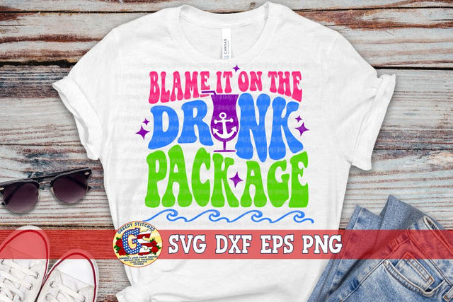 Blame It On The Drink Package Wavy SVG DXF EPS PNG SVG Greedy Stitches 