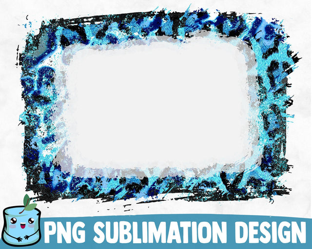 Bleached Blue Leopard Sublimation Frame SVG MintyMarshmallows 