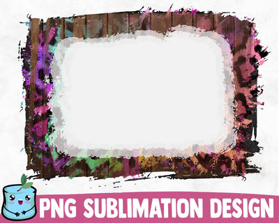 Bleached Colorful Leopard Wooden Sublimation Frame SVG MintyMarshmallows 