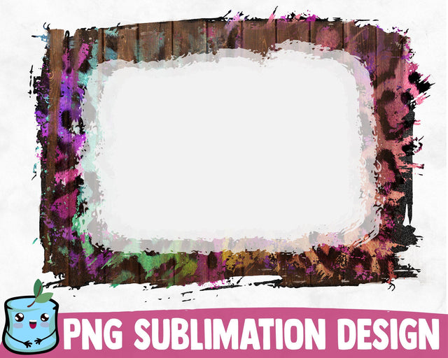 Bleached Colorful Leopard Wooden Sublimation Frame SVG MintyMarshmallows 