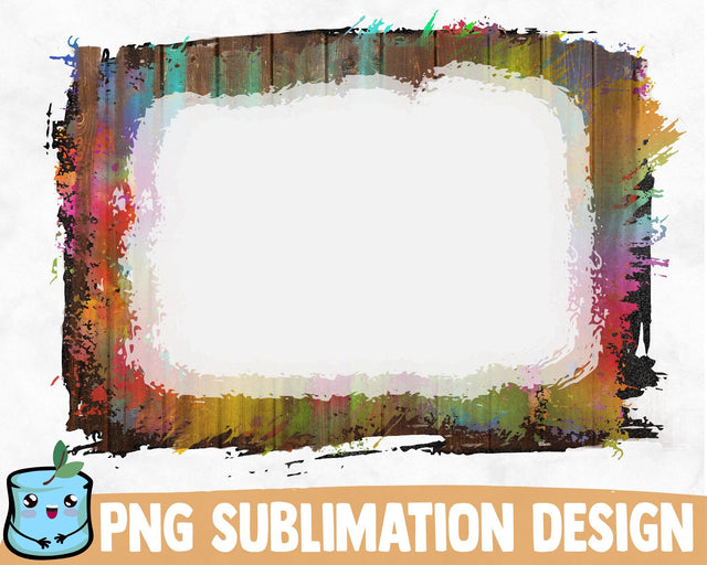 Bleached Colorful Wooden Sublimation Frame SVG MintyMarshmallows 