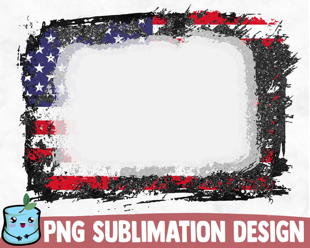 Bleached Glitter USA Flag Sublimation Frame SVG MintyMarshmallows 