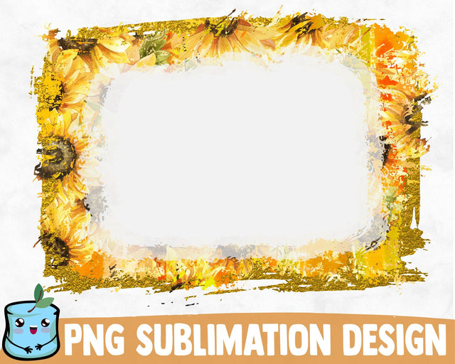 Bleached Gold Sunflower Sublimation Frame SVG MintyMarshmallows 