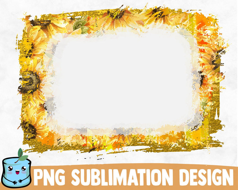 Bleached Gold Sunflower Sublimation Frame SVG MintyMarshmallows 