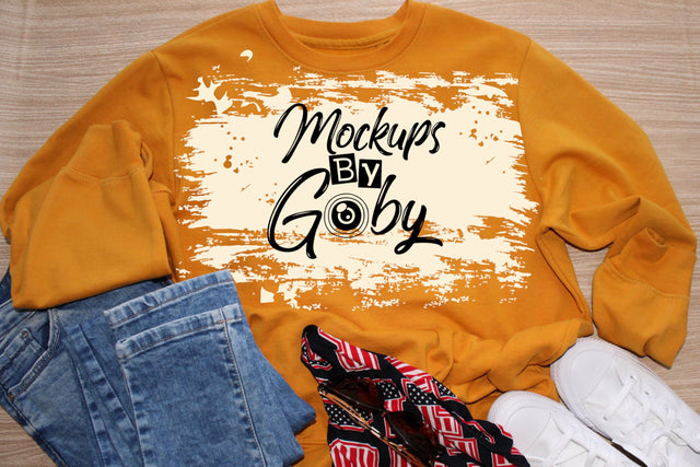 Bleached Gold Sweatshirt Mockup, Gildan 18000 Gold Sweater Mockup, Hoodie,Stylish Mockups, Flat lay sweatshirts, Trendy Mockup, JPG Mock Ups Mock Up Photo ArtStudio 