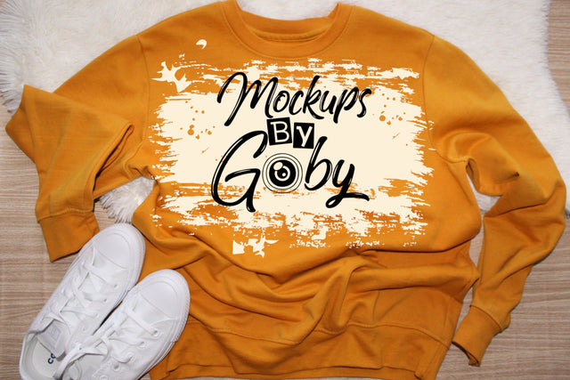 Bleached Gold Sweatshirt Mockup, Gildan 18000 Gold Sweater Mockup, Hoodie,Stylish Mockups, Flat lay sweatshirts, Trendy Mockup, JPG Mock Ups Mock Up Photo ArtStudio 