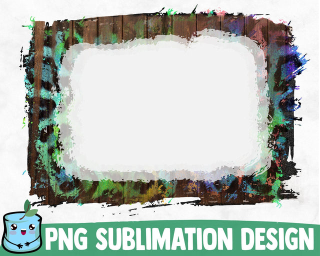 Bleached Green Leopard Wooden Sublimation Frame SVG MintyMarshmallows 