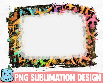 Bleached Green Pink Leopard Sublimation Frame SVG MintyMarshmallows 