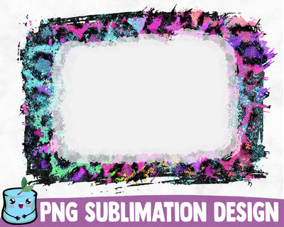 Bleached Green Purple Leopard Sublimation Frame SVG MintyMarshmallows 