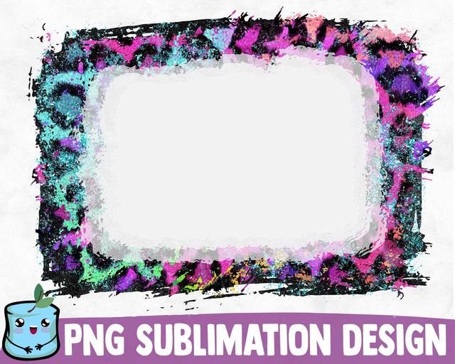 Bleached Green Purple Leopard Sublimation Frame SVG MintyMarshmallows 