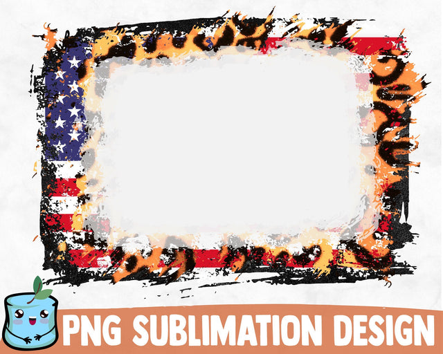 Bleached Leopard USA Flag Sublimation Frame SVG MintyMarshmallows 