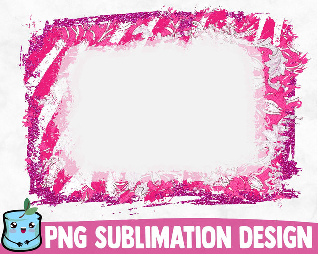 Bleached Pink Flowers Zebra Sublimation Frame SVG MintyMarshmallows 