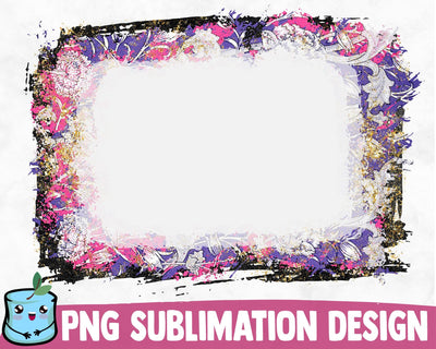 Bleached Pink Violet Flowers Sublimation Frame SVG MintyMarshmallows 