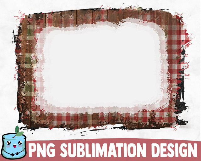 Bleached Plaid Wooden Sublimation Frame SVG MintyMarshmallows 