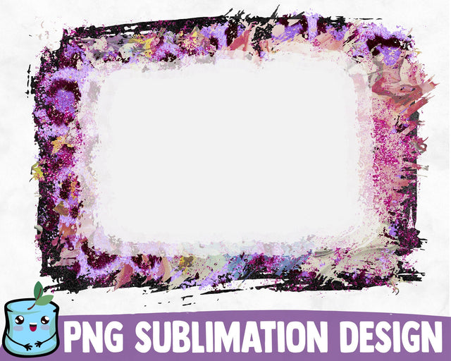 Bleached Violet Leopard Flowers Sublimation Frame SVG MintyMarshmallows 